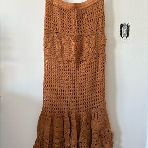 Orange Crochet Maxi Skirt